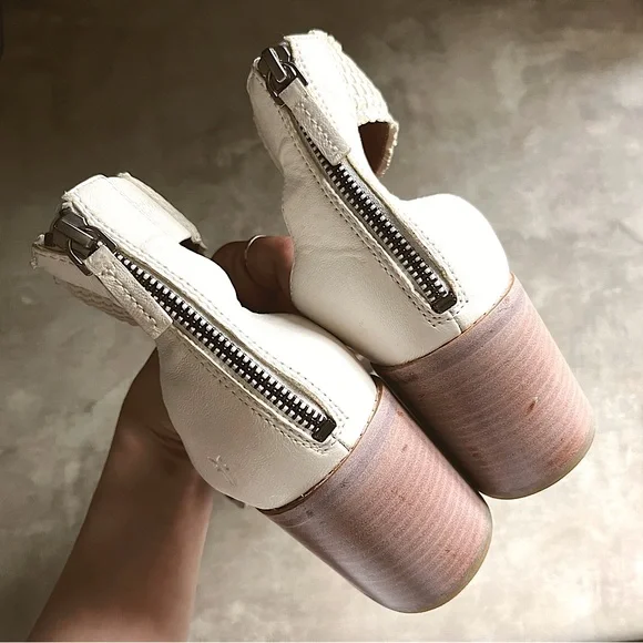 Frye Bianca Woven Back Zip Heeled Sandal Ivory Off White Size 9.5 - Picture 8 of 14